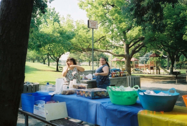 Cristy and Monica getting things ready.