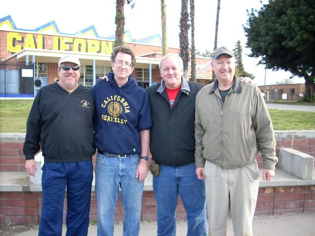 Calhi Cross Country alumni Dan McMillan, Jim Danielsen, Bill Qualls, Coach Lew Jones. Coach was unable to join us for the hike, but it was sure nice of him to stop by to say hello. Thanks, Coach. 