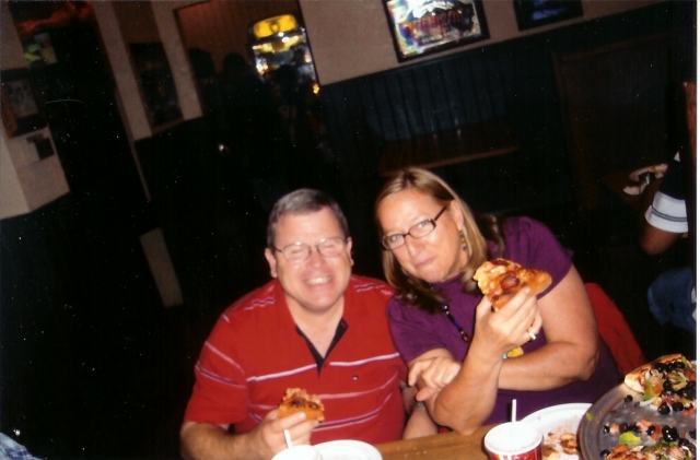 Jim Brakebill and Cheryl (Fine)Malm - Pizza Friday Night after the game.